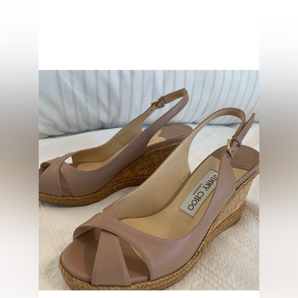 Jimmy Choo leather sling back wedges 37.5 - Picture 3 of 6